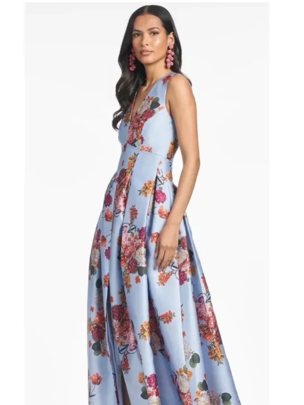 Sachin & Babi Brooke Gown Glacial Blue Bright Bouquet, size 6